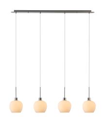 DK1412  Lori Linear Pendant, 4 Light Adjustable E27, Satin Nickel/Opal Wine Shades